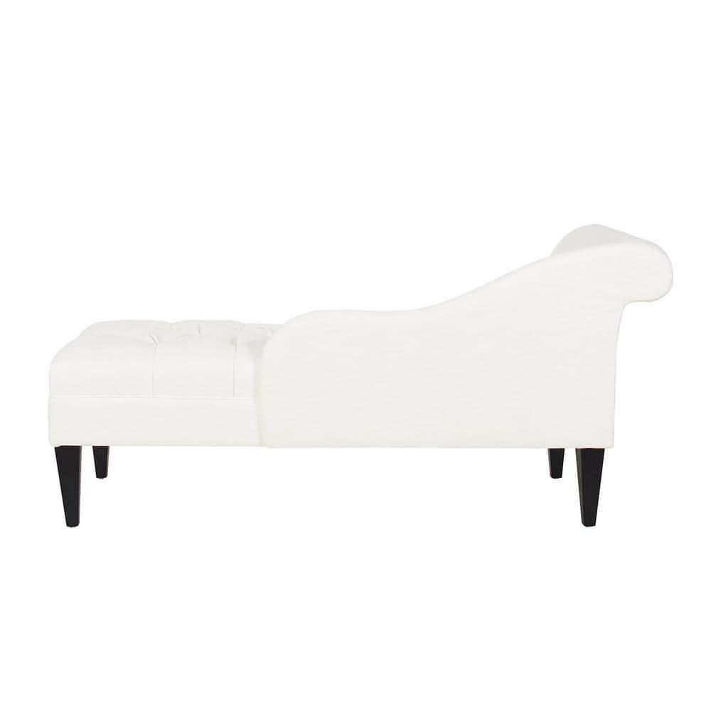 Harrison Tufted Roll Arm Chaise Lounge Antique White