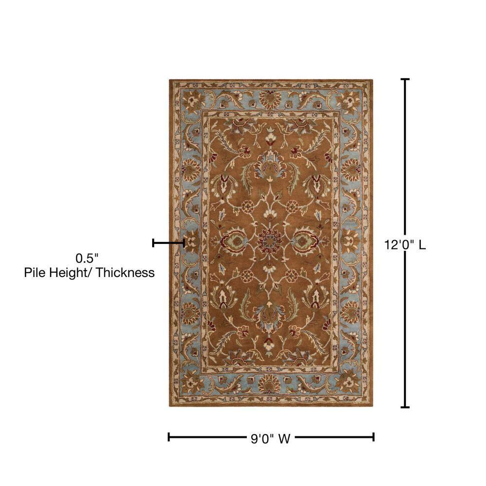SAFAVIEH Heritage Steward Traditional Wool Area Rug, Brown/Blue, 9' x 12'