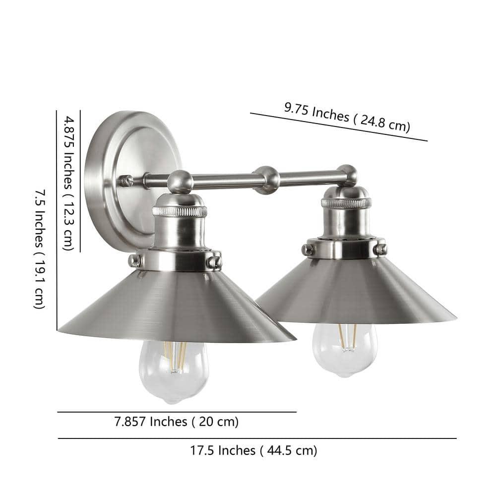 July 17.5 in. 2-Light Nickel Metal Vanity Light