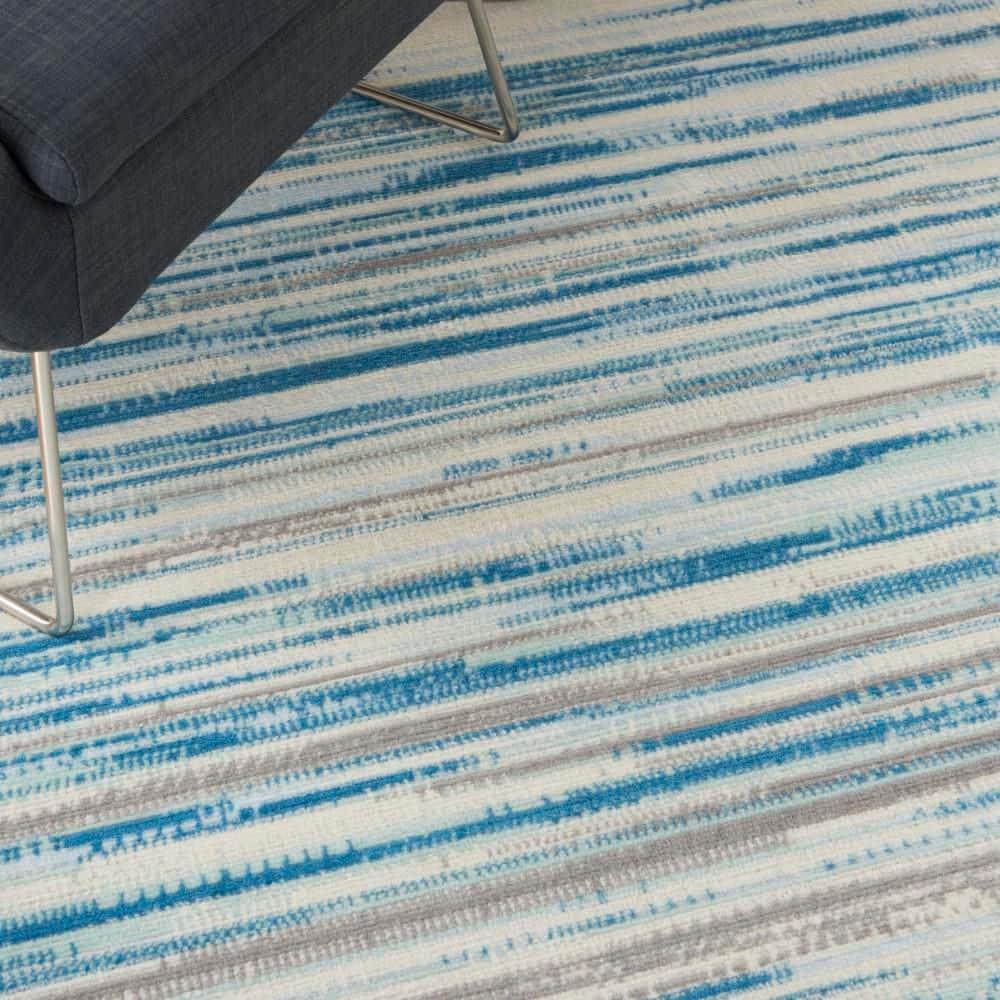 Nourison Jubilant 6' x 9' Blue Indoor Area Rug Coastal Contemporary Striped by Nourison