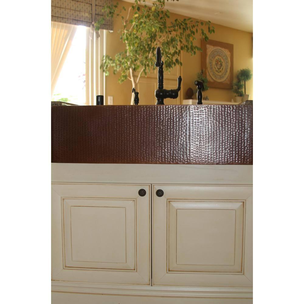 33" Hammered Copper Apron Front Single Basin Kitchen Sink