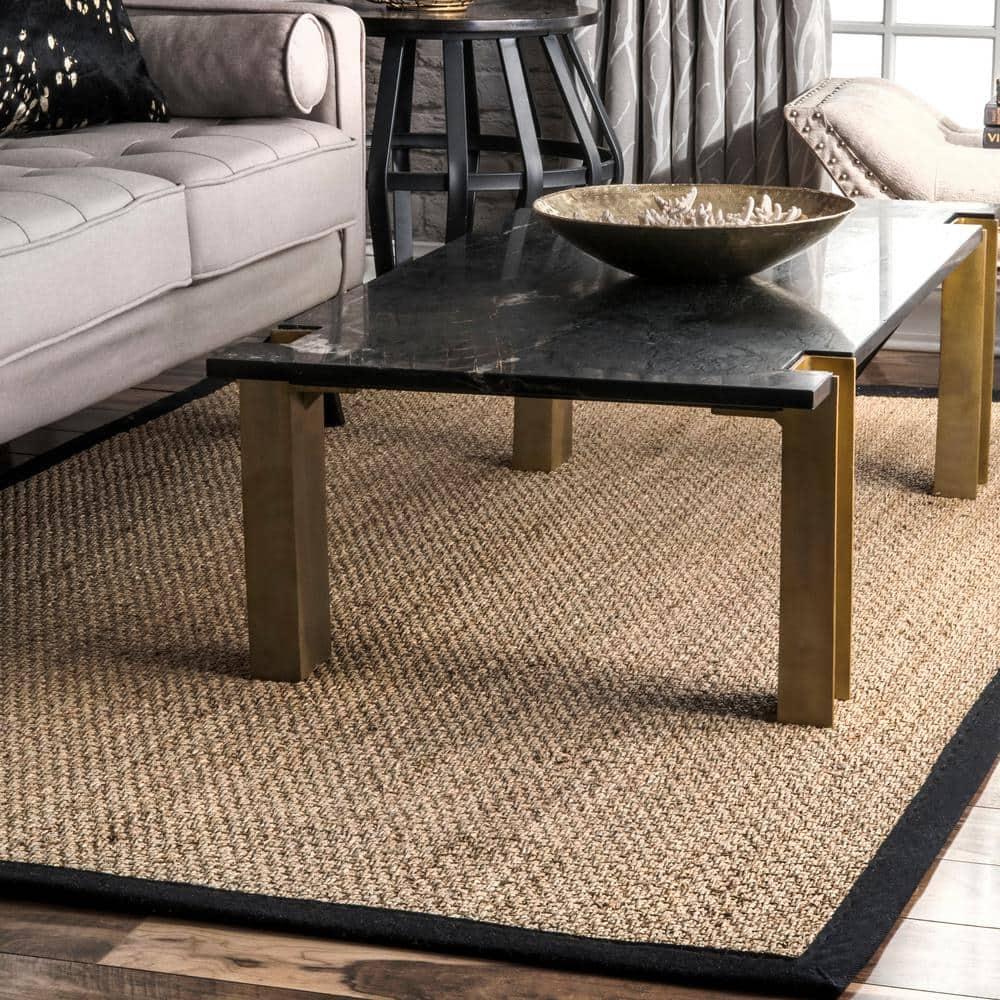 nuLOOM Elijah Farmhouse Seagrass Area Rug, 9' x 12', Black