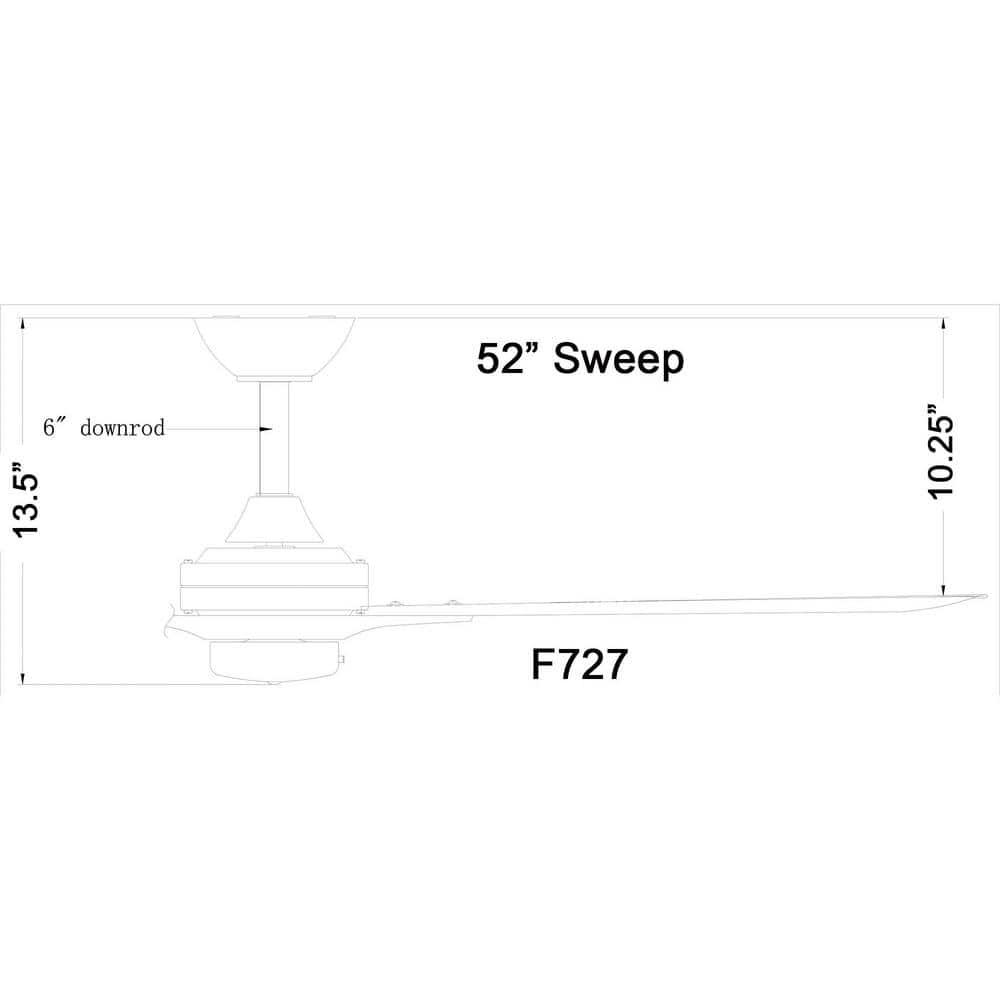 52" Rudolph 3-Blade Propeller Ceiling Fan with Wall Control