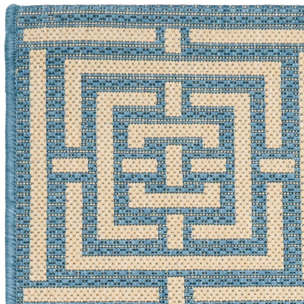 SAFAVIEH Courtyard Ariana Geometric Indoor/Outdoor Area Rug, 2'7" x 5', Blue/Bone