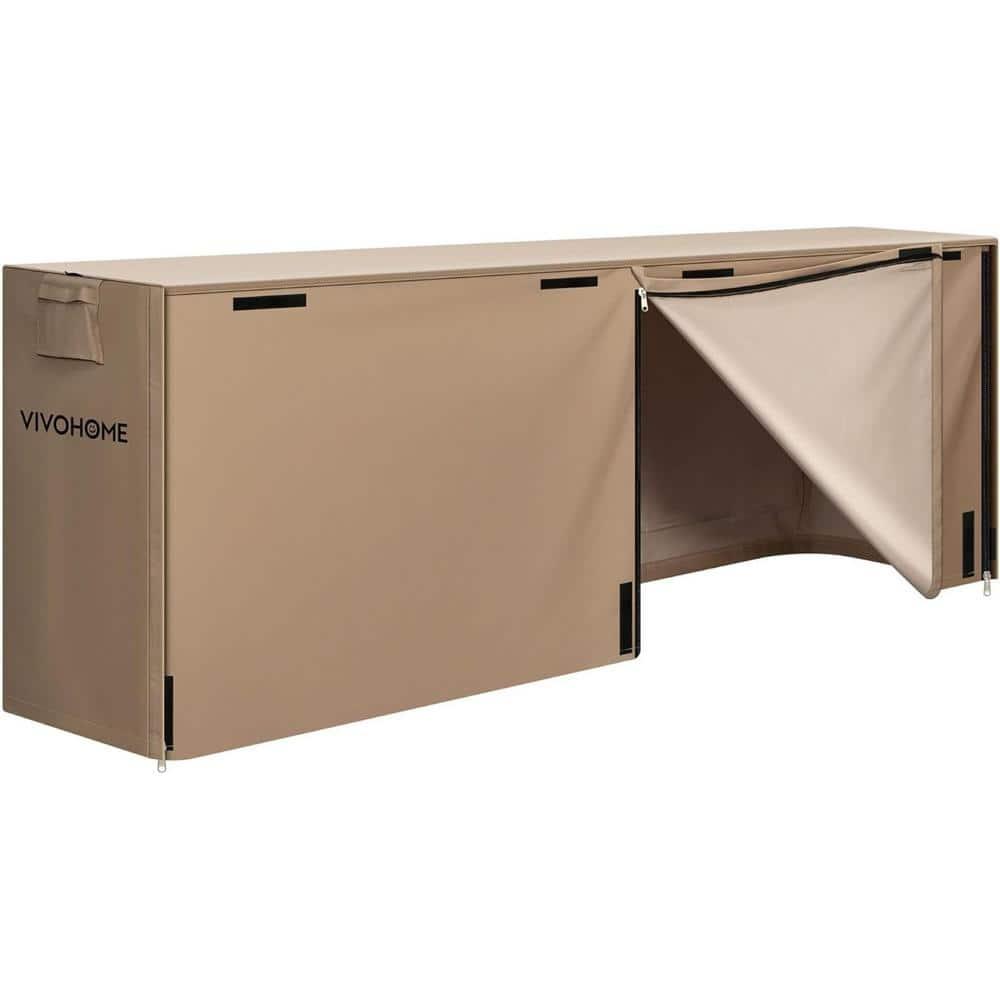 VIVOHOME 8ft Firewood Log Rack Cover, Heavy Duty 600D Oxford, Double Layer Outdoor Weather Resistant Fire Wood Storage Holder Cover with Zipper and Hook Loop Tape, Brown