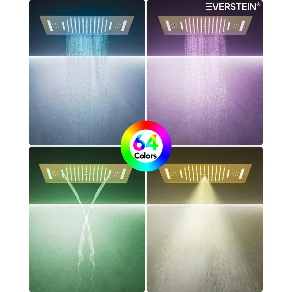 Music Thermostatic Shower System,Dual Showerheads with LED Mood Lighting