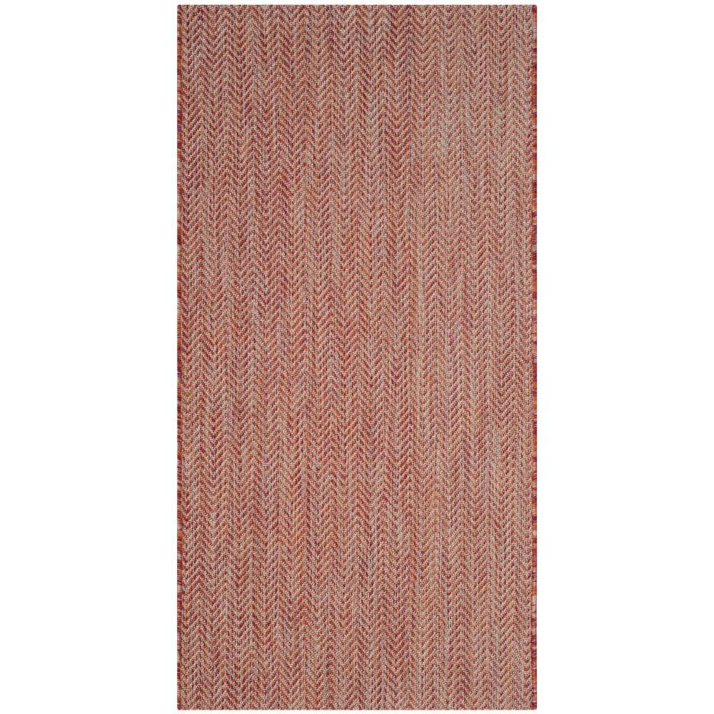 SAFAVIEH Courtyard Morven Chevron Stripes Indoor/Outdoor Area Rug, 2'7" x 5', Red/Beige