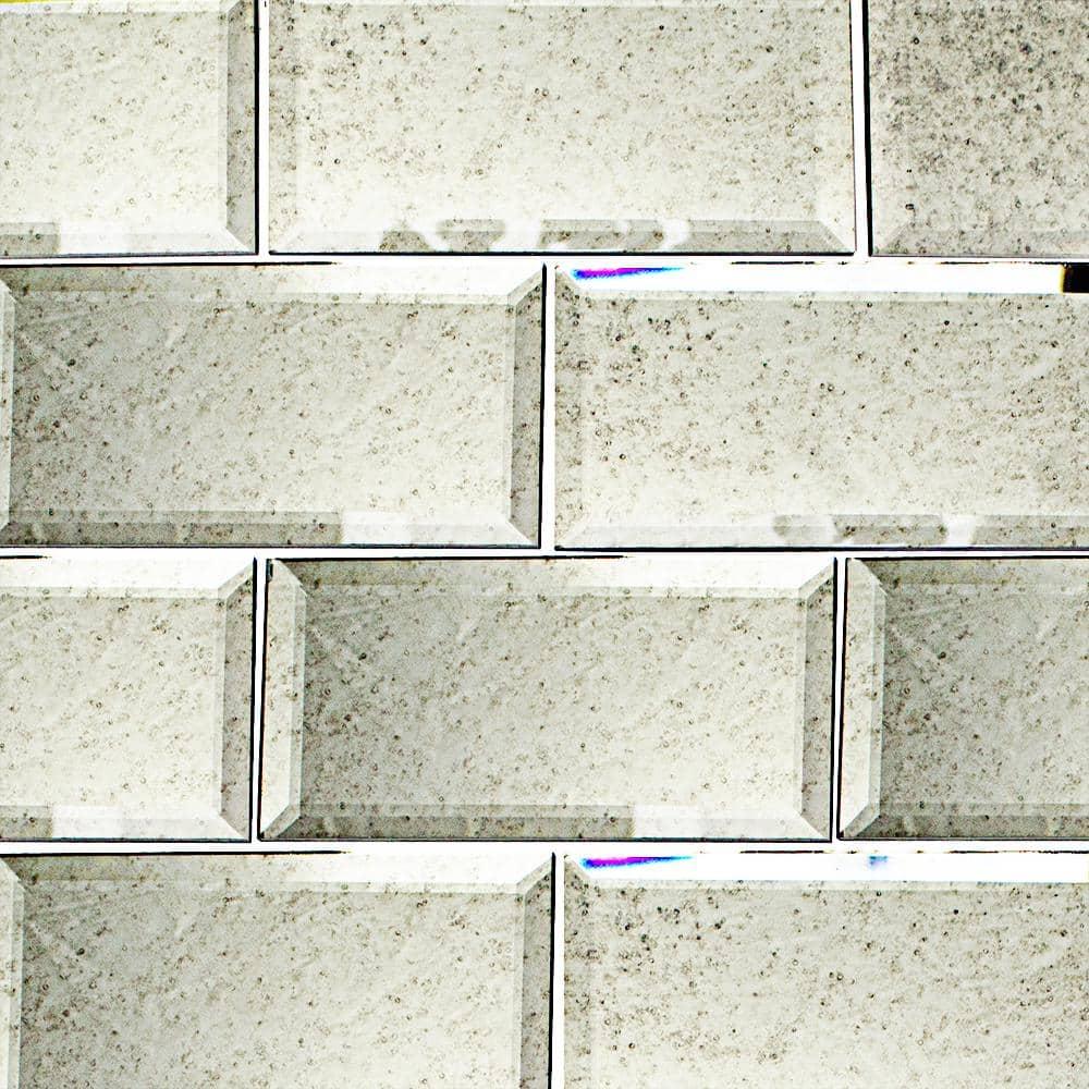 Vintage Mirror 3" x 6" Beveled Glass Brick Look Subway Wall Tile