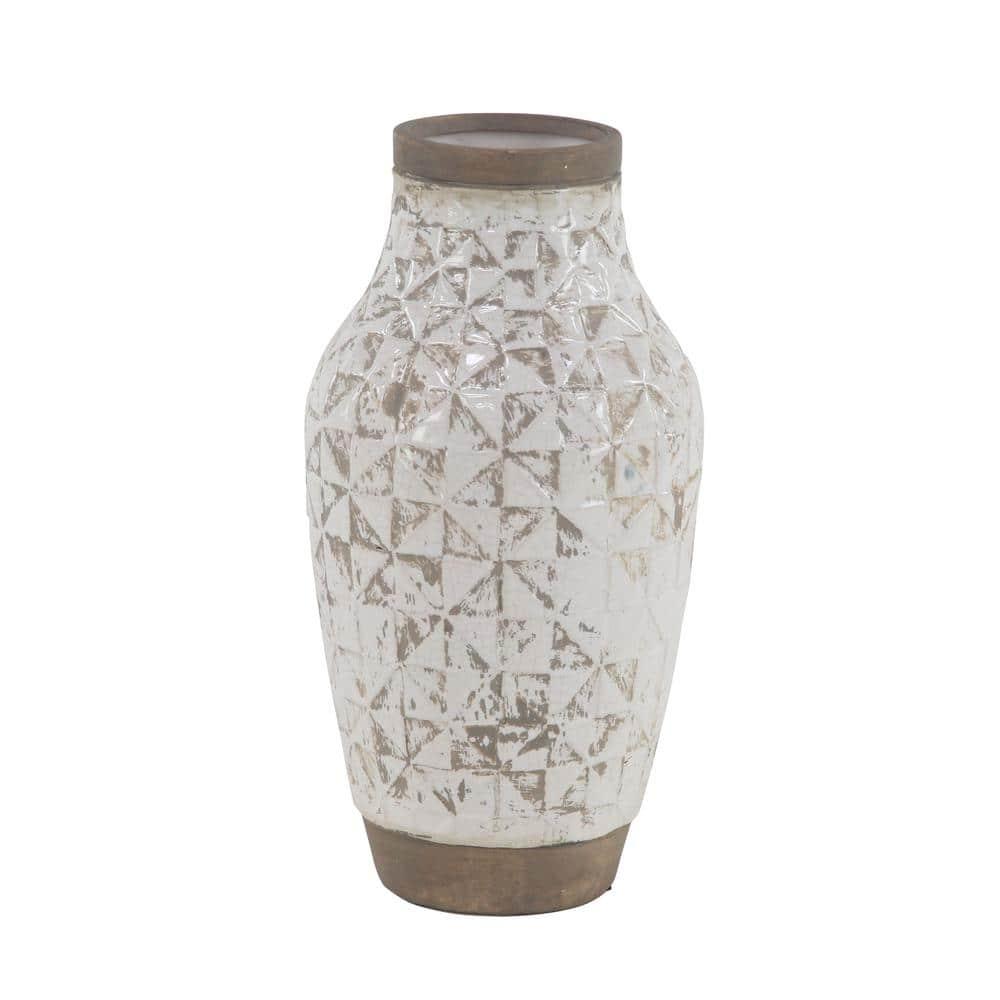 DecMode 16" White Ceramic Vase