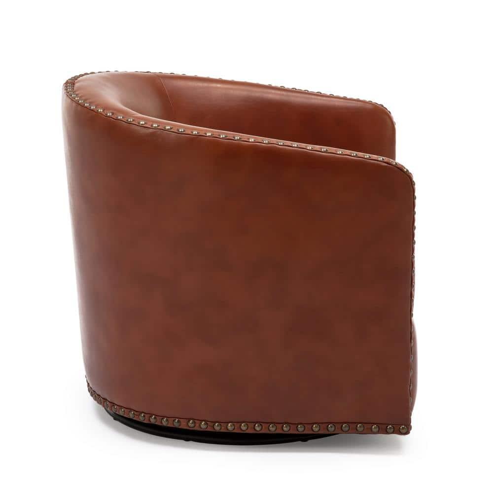 Comfort Pointe Tyler Swivel Arm Chair Caramel: Upholstered Faux Leather, Metal Legs, No Assembly Required