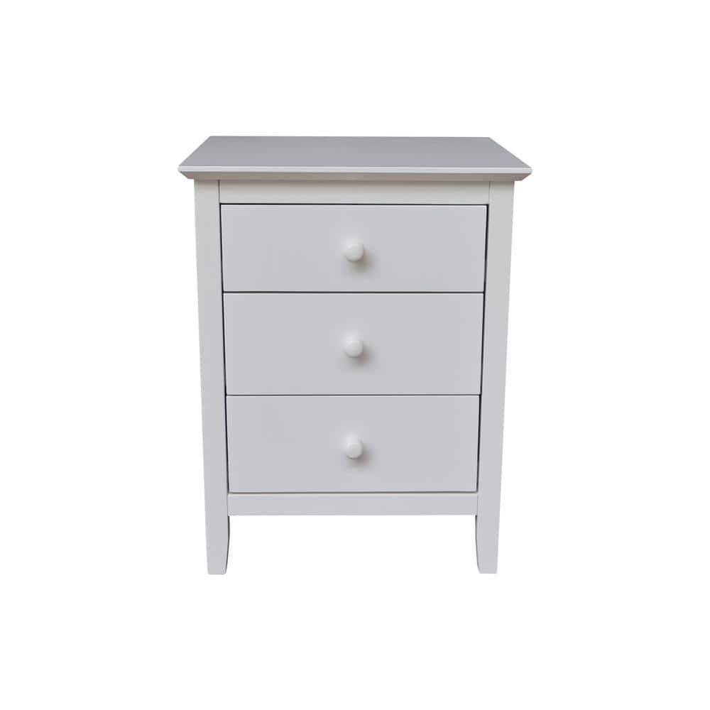 International Concepts Solid Wood Bedroom Nightstand with 3 Drawers, White