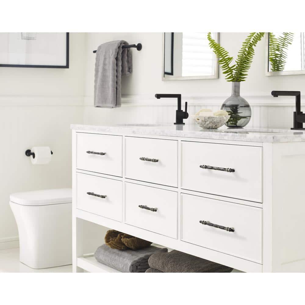 Amerock | Cabinet Pull | Marble Black/Satin Nickel | 3-3/4 inch (96 mm) Center-to-Center | Carrione | 1 Pack | Drawer Pull | Drawer Handle | Cabinet Hardware