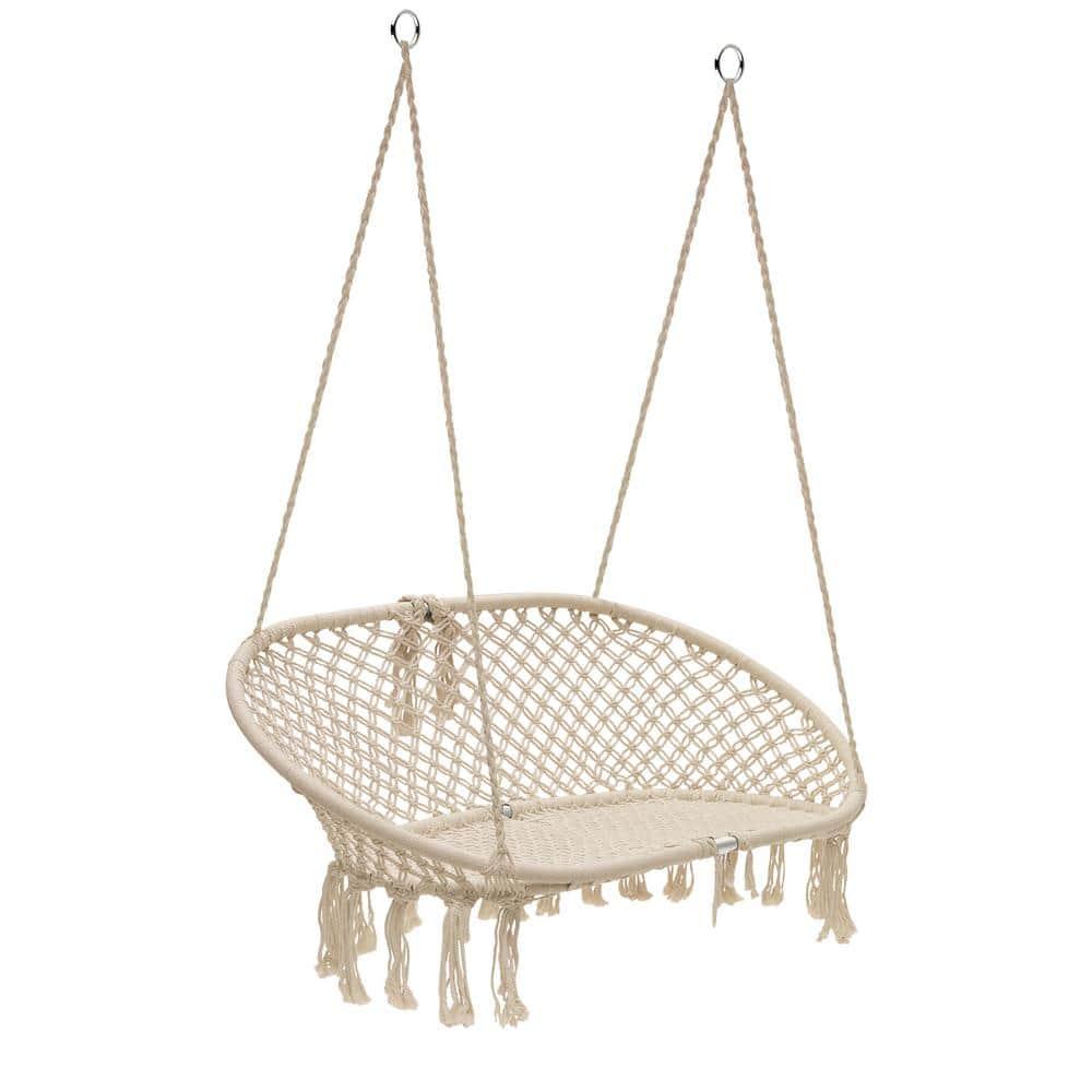Sorbus Macrame Swing Bench - Perfect for Indoor/Outdoor Home, Patio, Deck, Yard, Garden (Holds 300lbs)