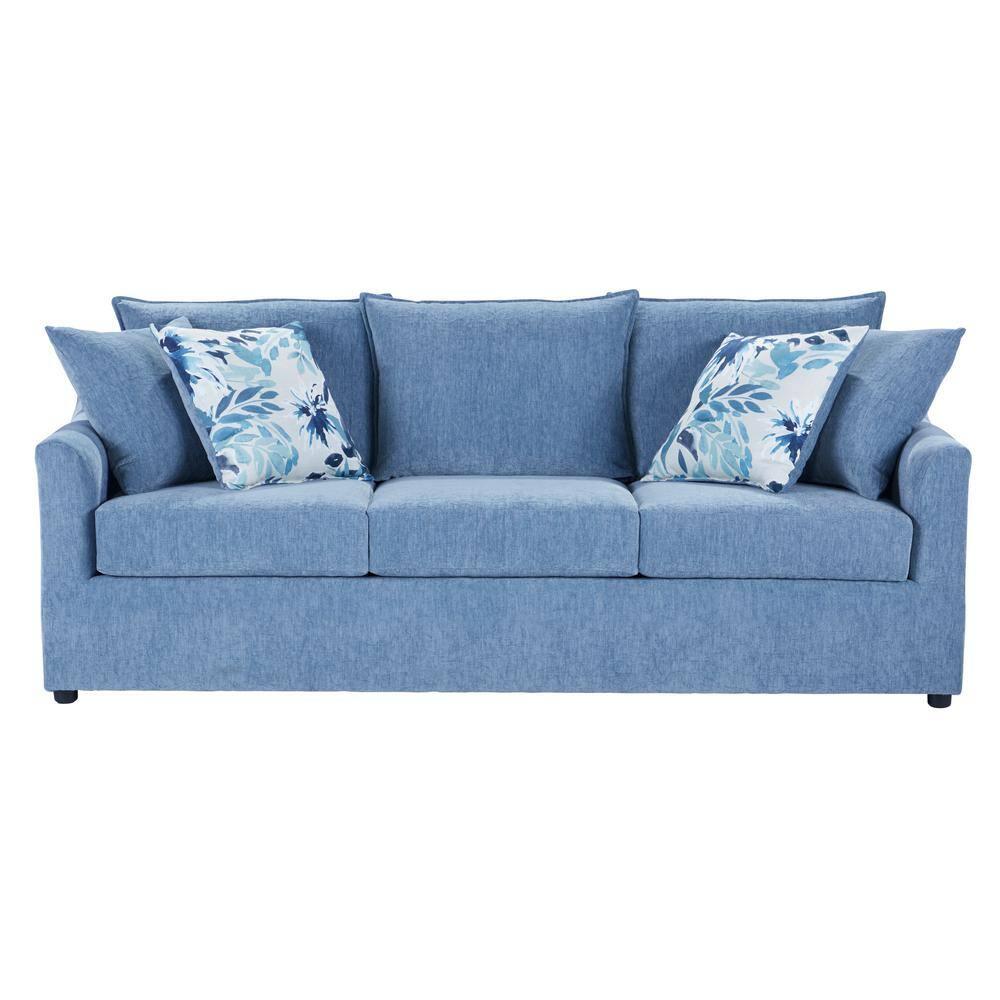 New Classic Furniture Sylvie 2 PC Fabric Sofa and Chair Set in Blue and White