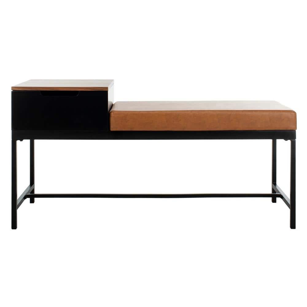 Maruka Bench with Storage - Brown/Brown - Safavieh