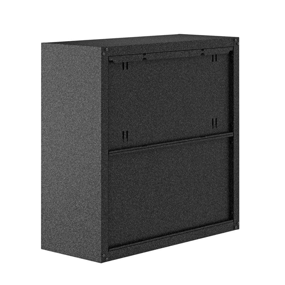 Fortress 30" Floating Textured Metal Garage Cabinet with Adjustable Shelves in Grey - Set of 2
