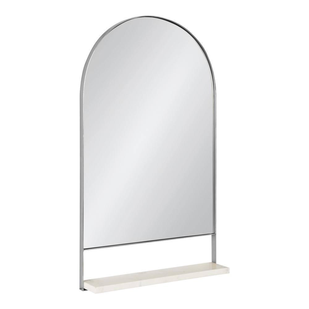 20"x34" Chadwin Arch Wall Mirror with Shelf Silver - Kate & Laurel All Things Decor: Modern Luxury, Handcrafted, Iron Frame