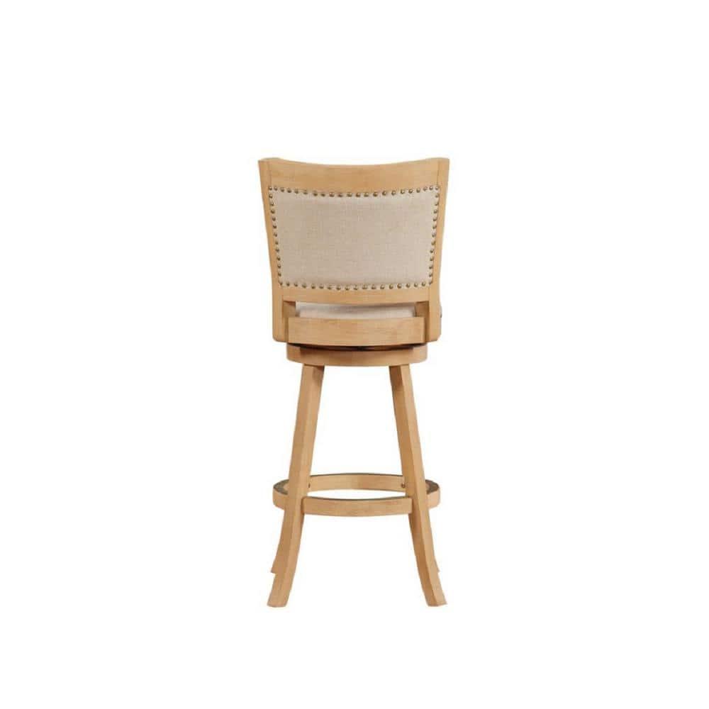 Boraam Wood Melrose Bar Stool in Driftwood Cream Wire-Brush and Ivory Finish