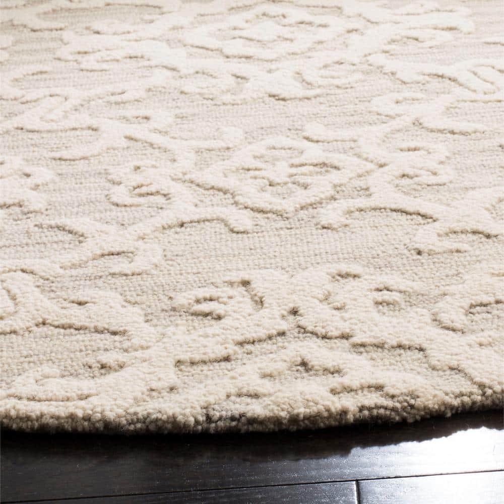 Blossom BLM104 Hand Tufted Area Rug - Grey/Ivory - 4' round - Safavieh.