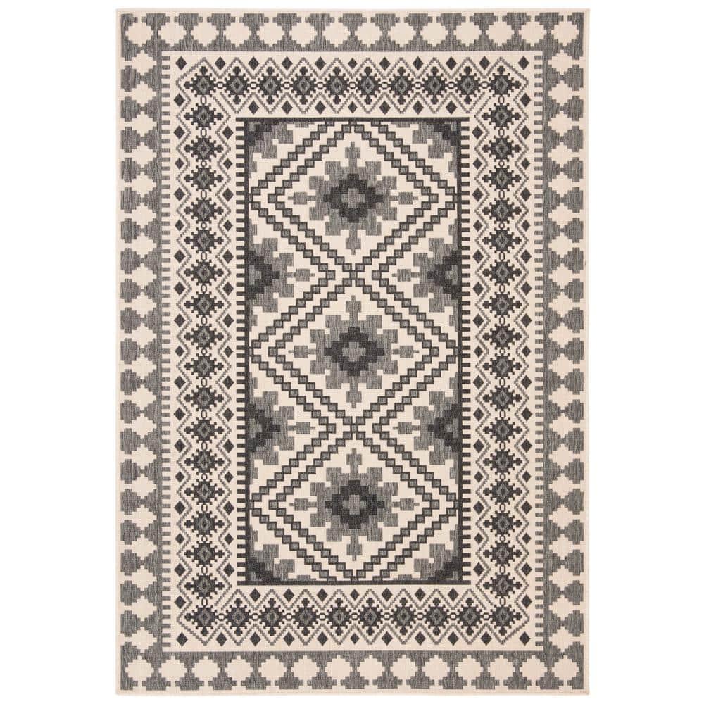 Veranda VER099 Power Loomed Indoor/Outdoor Area Rug - Ivory/Slate - 8'x11' - Safavieh.