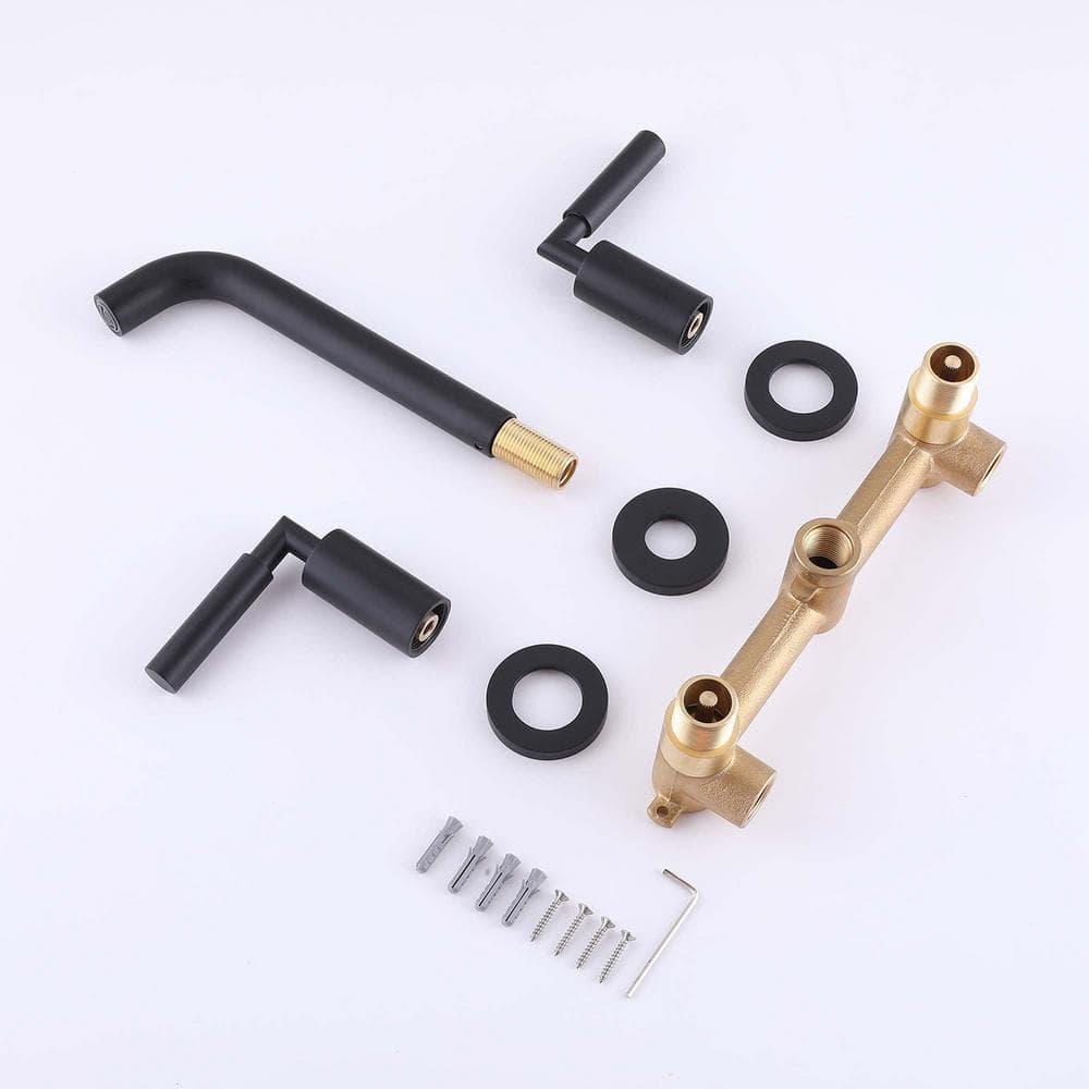 10.08" Widespread Bathroom Faucet 3 Hole, 2-handle Bathroom Sink Faucet with Drain Assembly