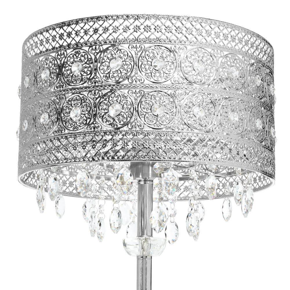 River of Goods Monroe Crystal and Polished Nickel 60.5" Floor Lamp
