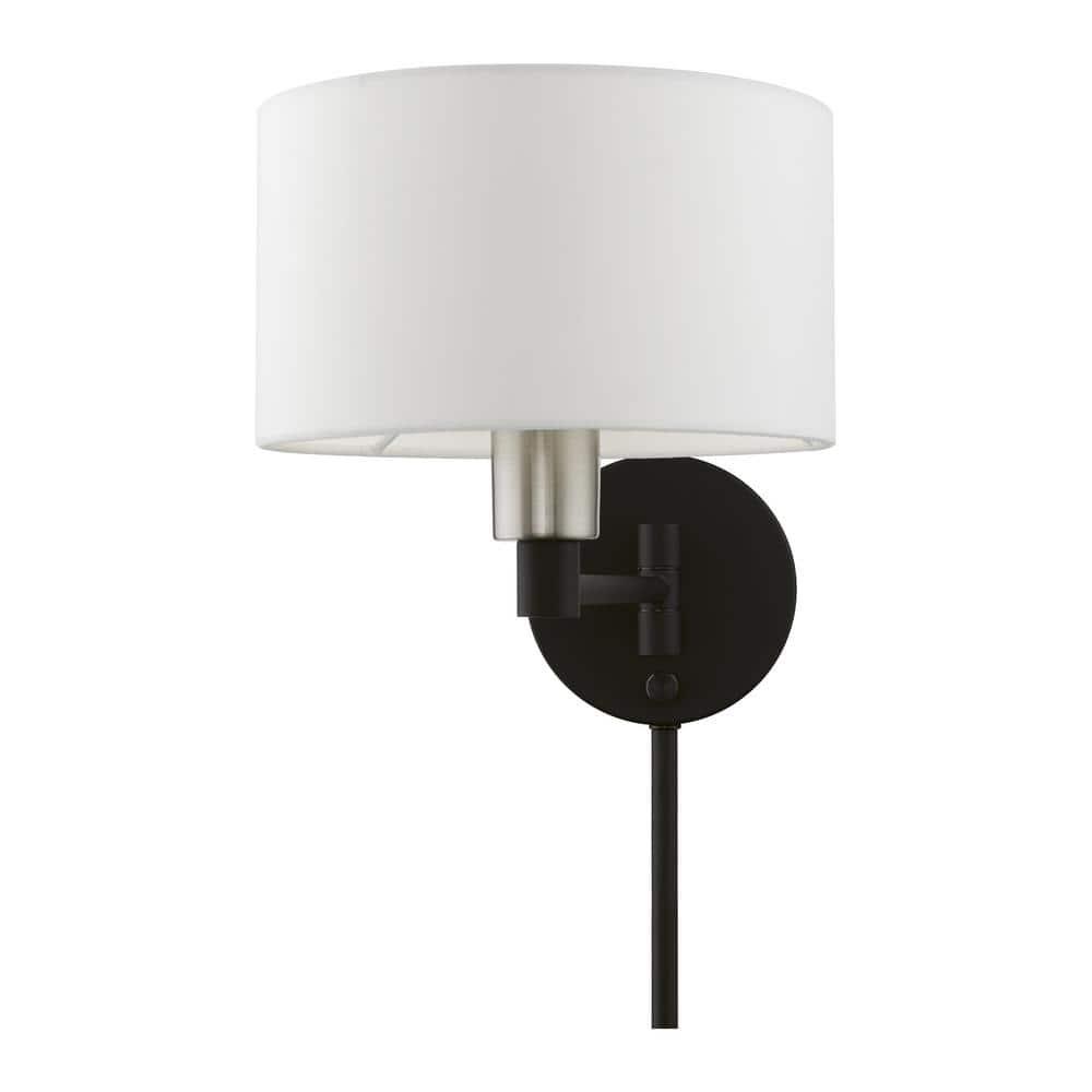 Livex Lighting 1 - Light Wall Light in  Black/Brushed Nickel