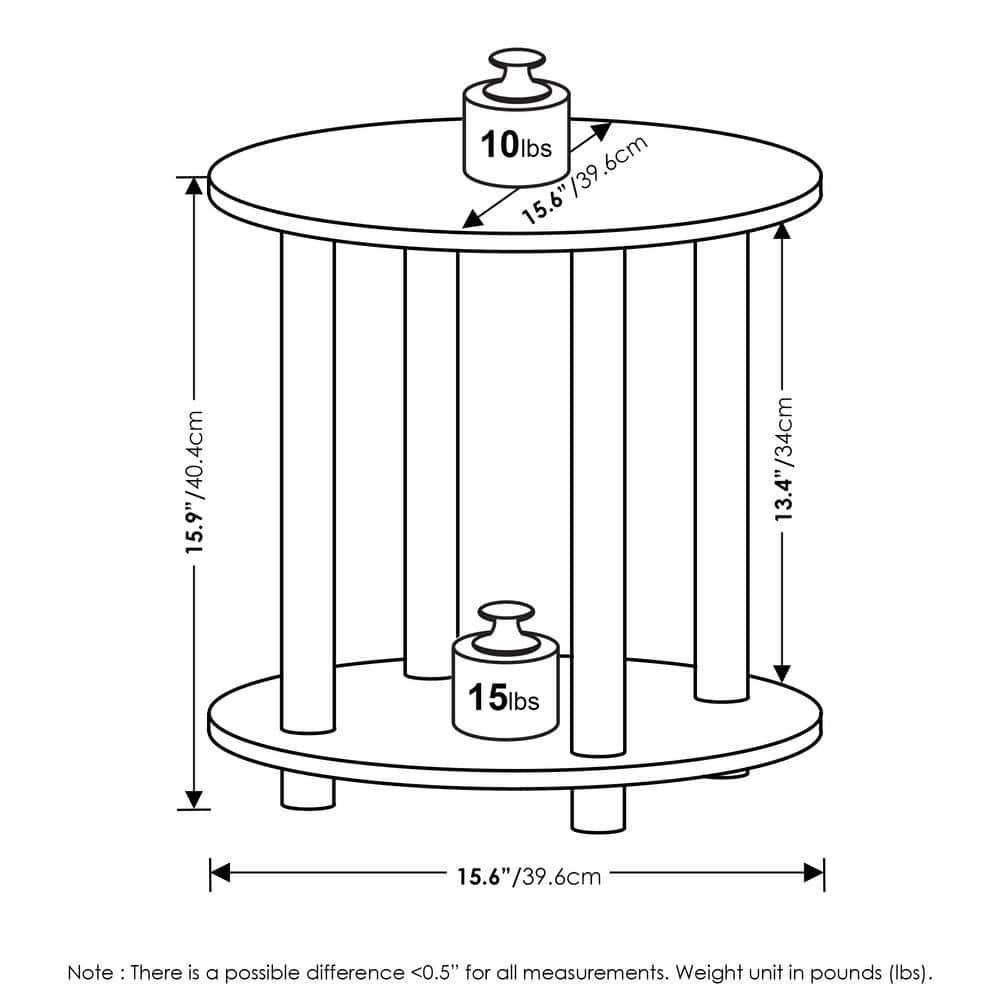 Furinno Turn-N-Tube 2-Tier Round Wooden End Table, Amber Pine