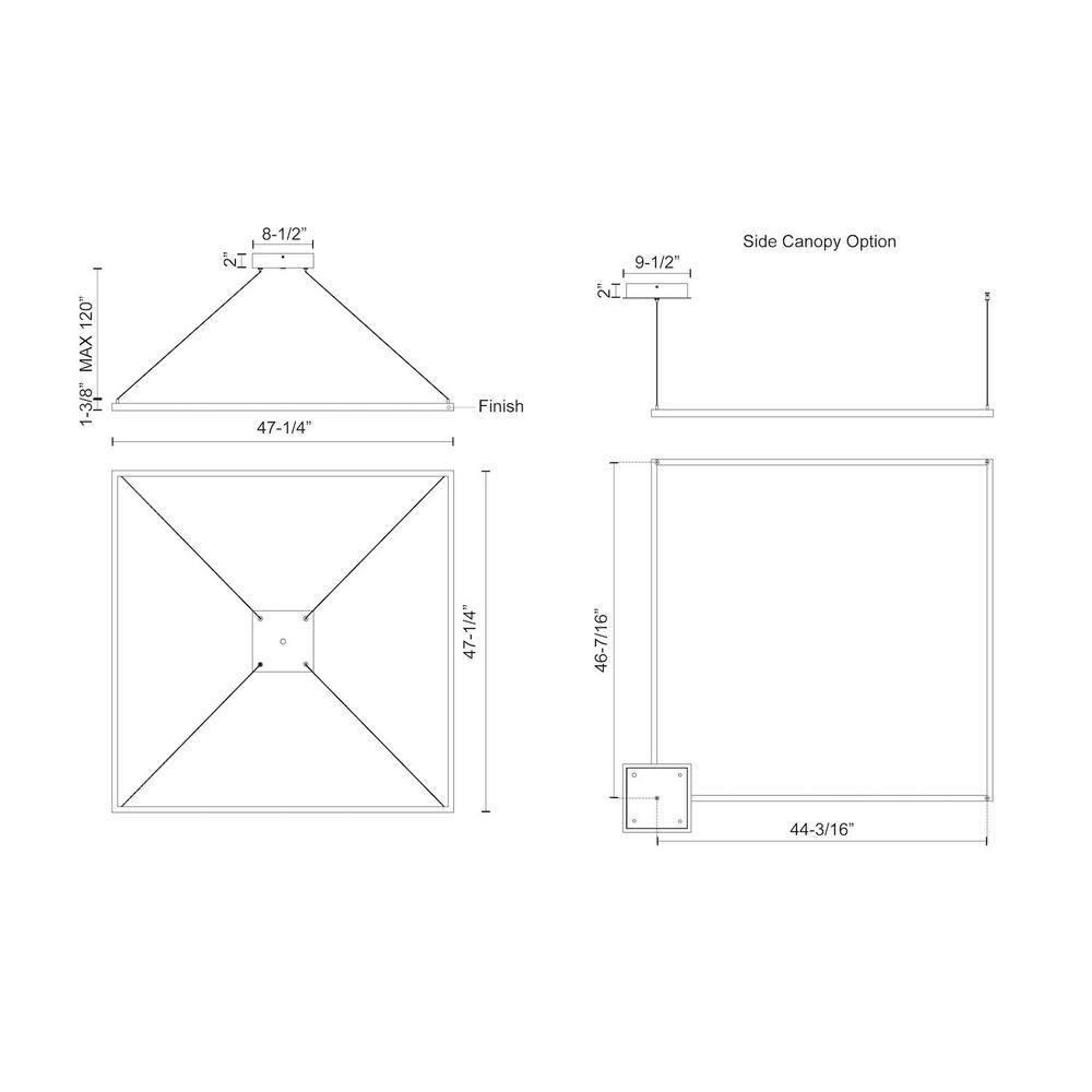 Piazza Dimmable LED Square / Rectangle Chandelier