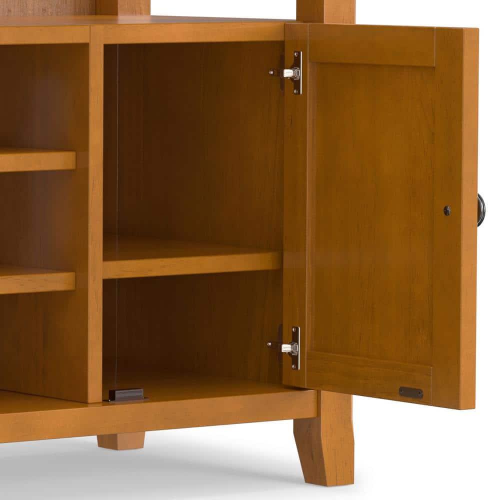 Simpli Home Amherst Transitional Solid Wood 54" TV Stand in Light Golden Brown