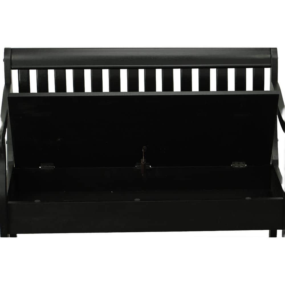 Carolina Living Martha Storage Bench Antique Black: Hardwood, Unupholstered, 2-Person Seating