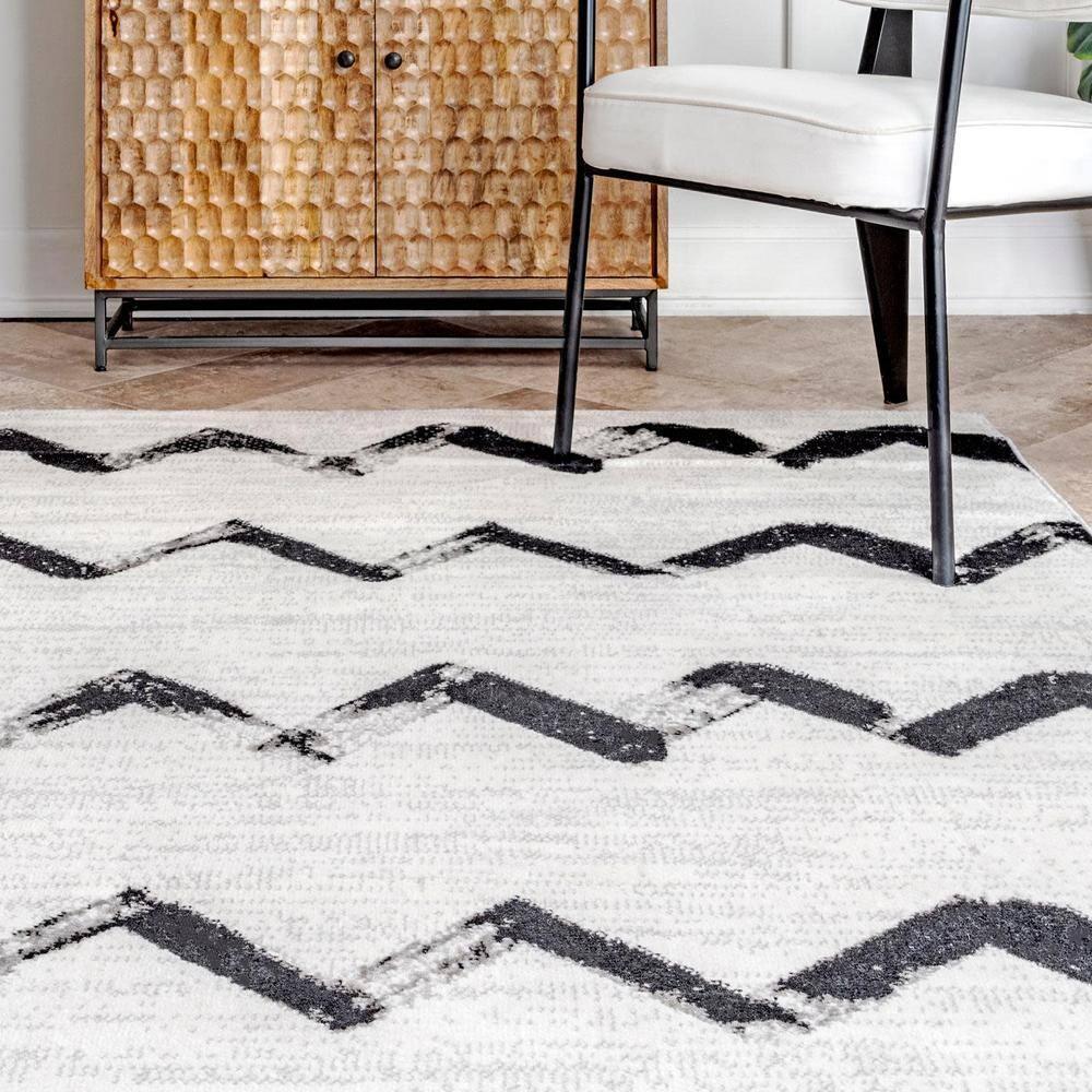 Nuloom Addison Chevron 9x12 Indoor Area Rug for Living Room Bedroom Dining Room Kitchen, Grey/Ivory