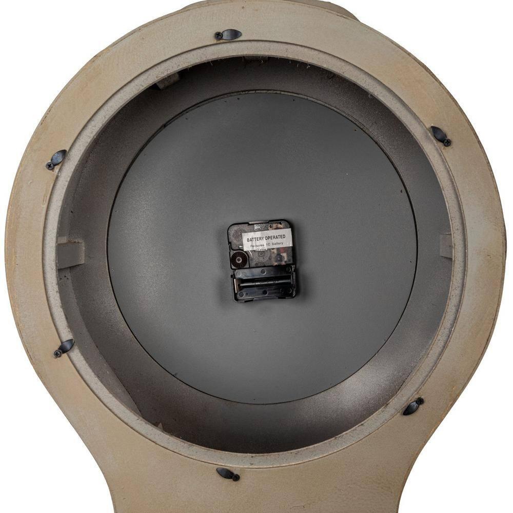 Distressed Gray Wood Grandfather Style Wall Clock