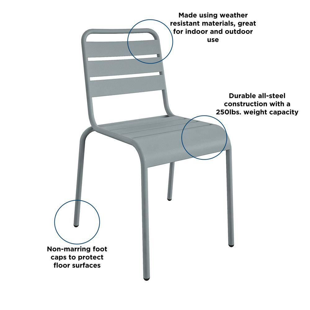June Powder Coated Steel Outdoor Stacking Dining Side Chair