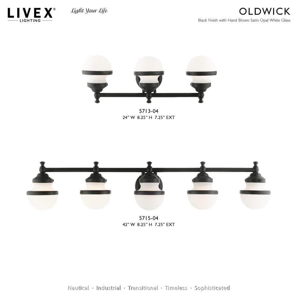 Livex Lighting Oldwick 5 - Light Vanity in  Black