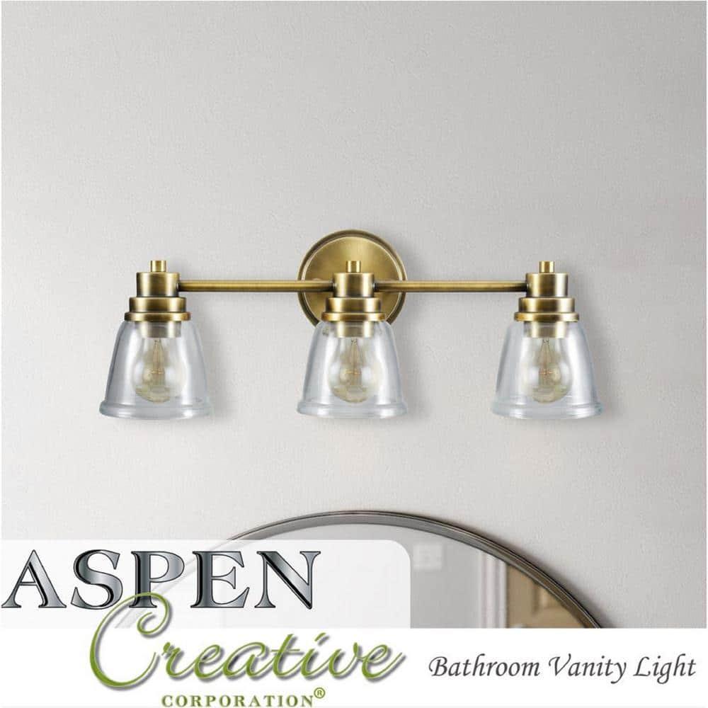 Aspen Creative 62065, 3-Light Bathroom Vanity, 22 1/2" Wide, Transitional Design, Chrome