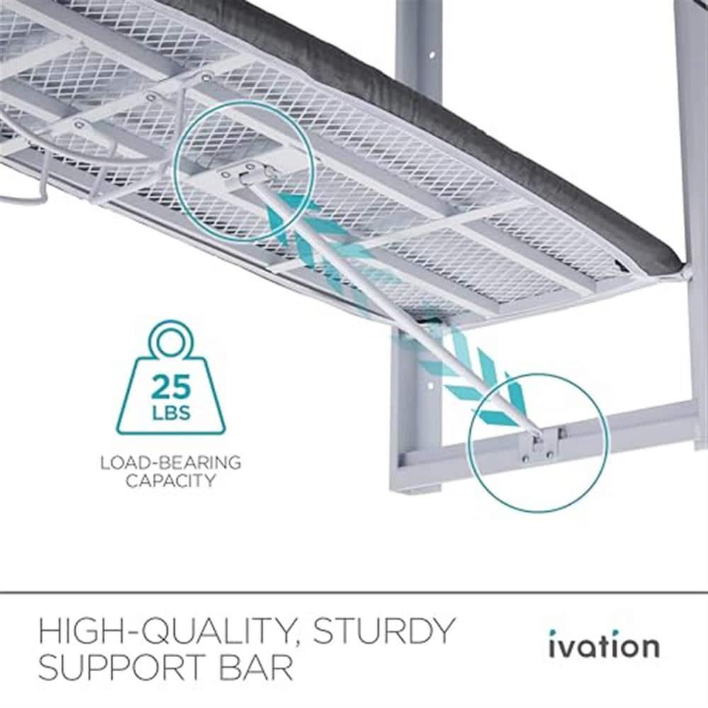 Ivation Wall Mounted Ironing Board, 36.2” x 12.2” Fold Down Iron Board with Iron Holder