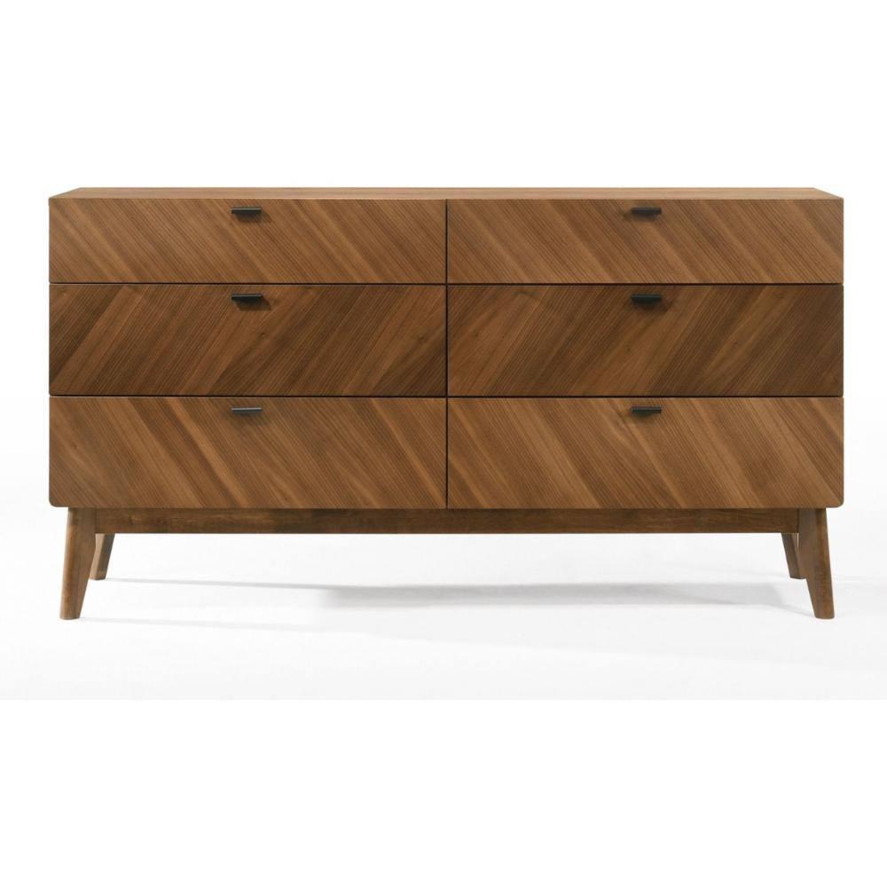 Benjara BM301756 55 in. Nova Rem Wide Dresser with 6 Drawers, Brown & Black