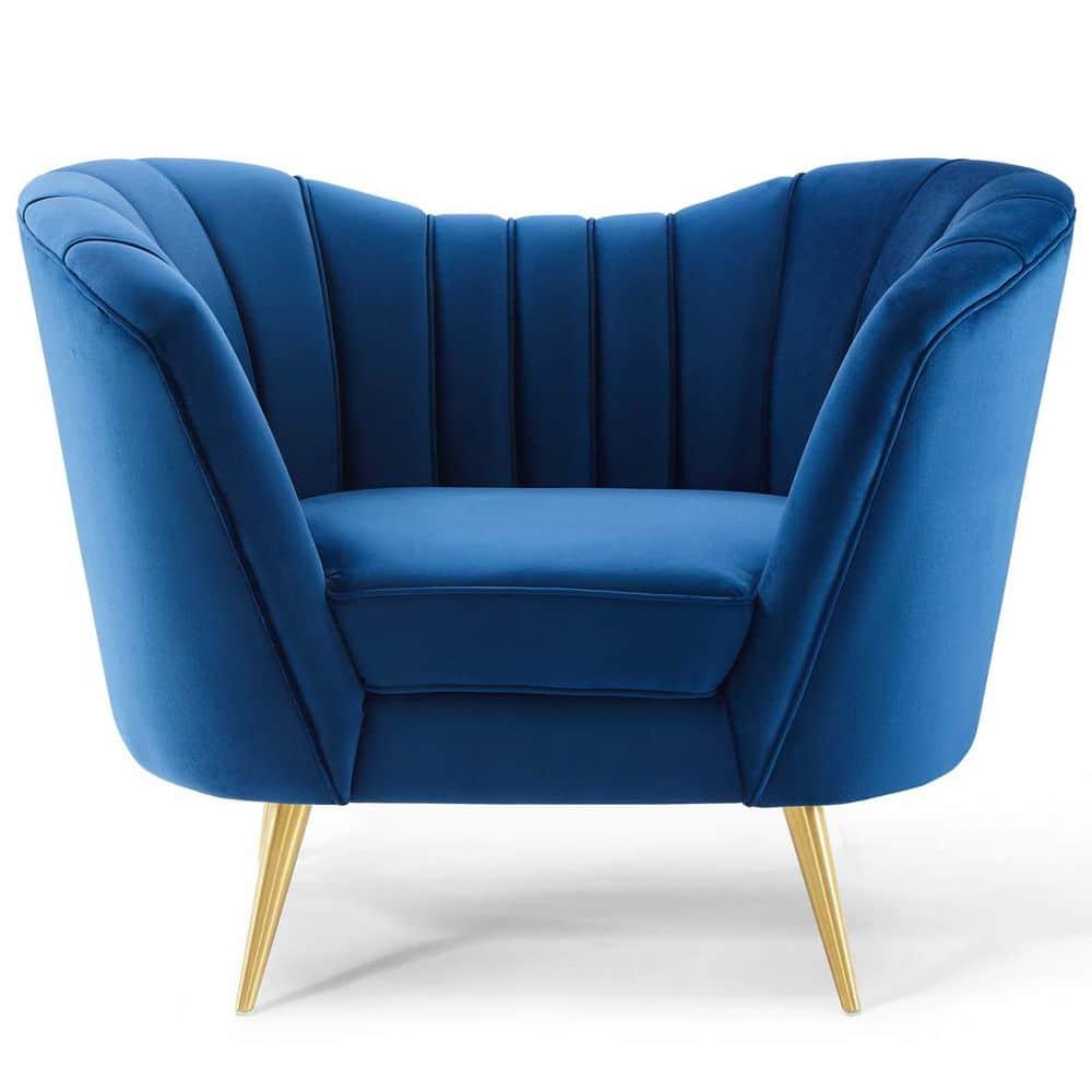 Modway Opportunity Modern Performance Velvet Armchair in Navy Finish