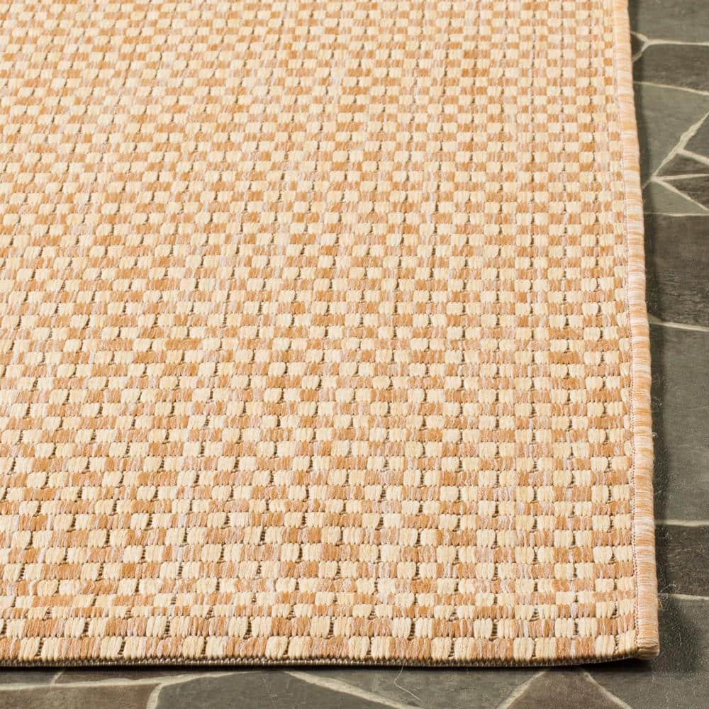 SAFAVIEH Courtyard Blair Checkered Indoor/Outdoor Area Rug, Natural/Cream, 4' x 5'7"