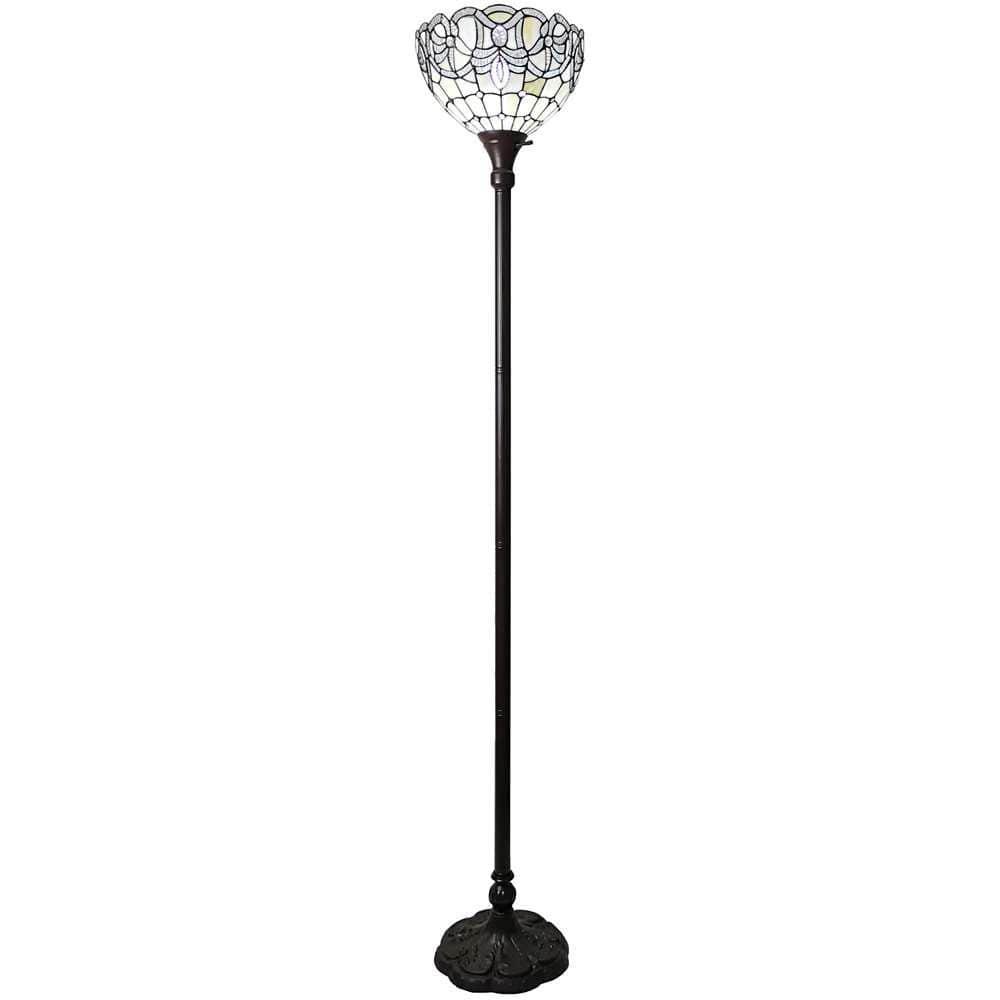 Tiffany Style Vintage Torchiere Floor Lamp - 72" Tall