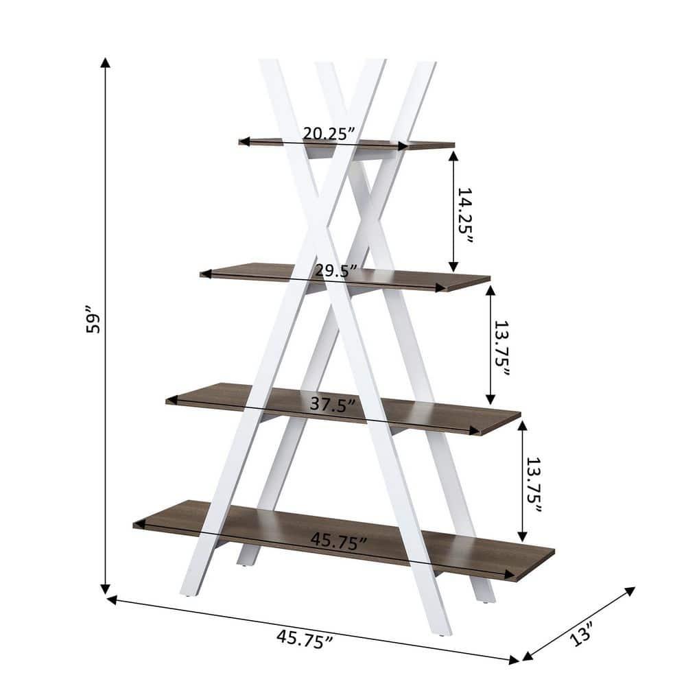 Oxford A Frame Bookshelf, Driftwood and White