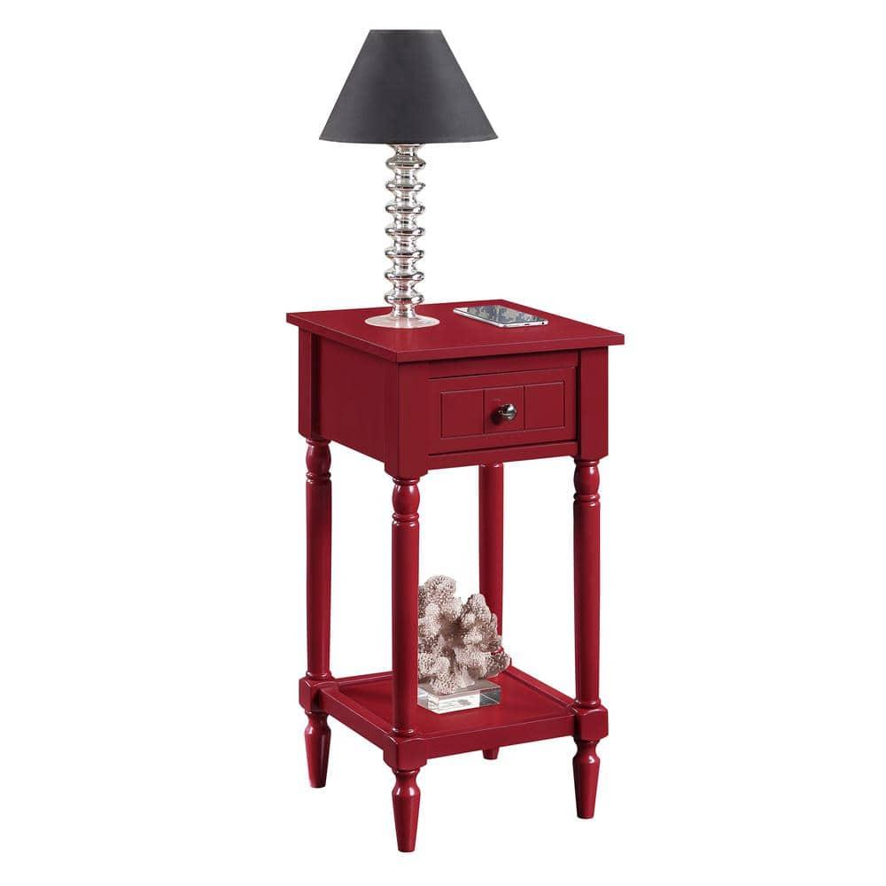 Convenience Concepts French Country Khloe 1 Drawer Accent Table with Shelf, Cranberry Red
