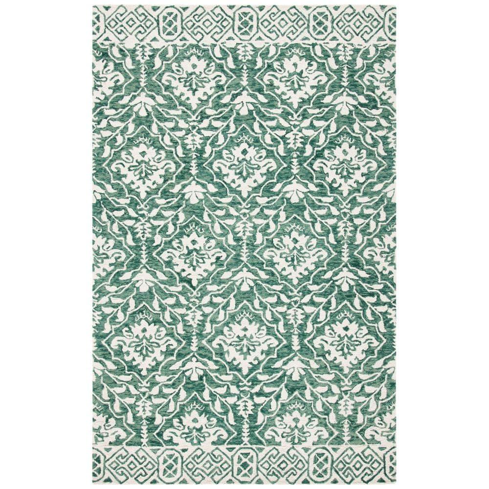 Dip Dye DDY901 Hand Tufted Area Rug - Dark Green/Ivory - 5'x8' - Safavieh.