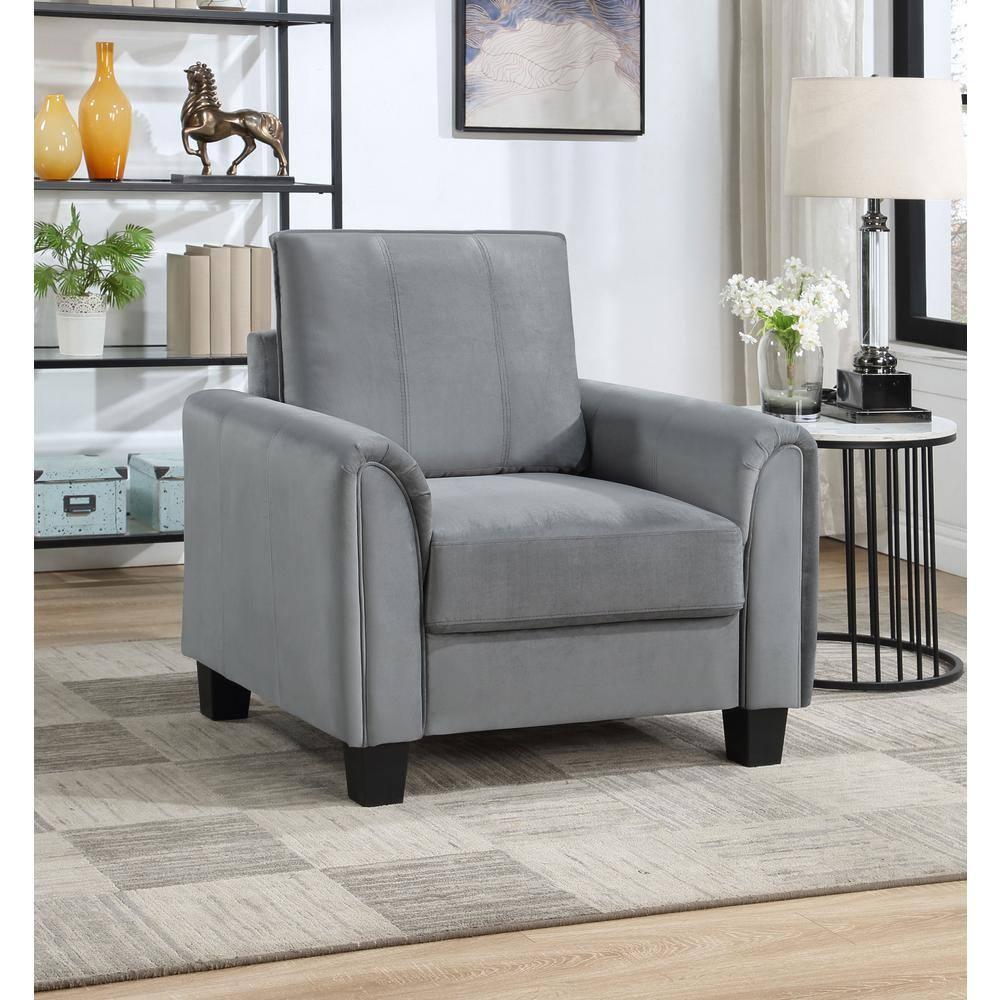 Hokku Designs Exceptional Quality - Hodierne Upholstered Rolled Arm Accent Chair Grey