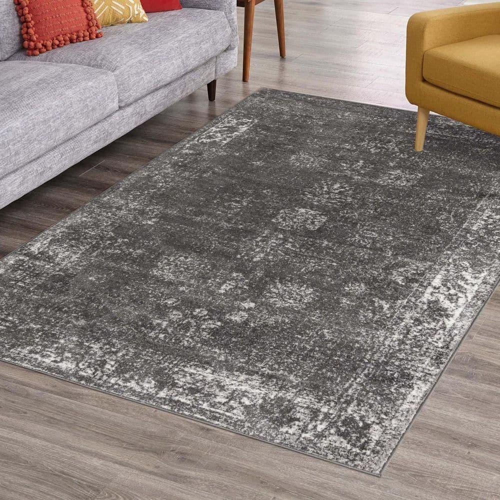 Unique Loom 7' 10 x 10' 0 Rectangle Sofia Dark Gray Area Rug
