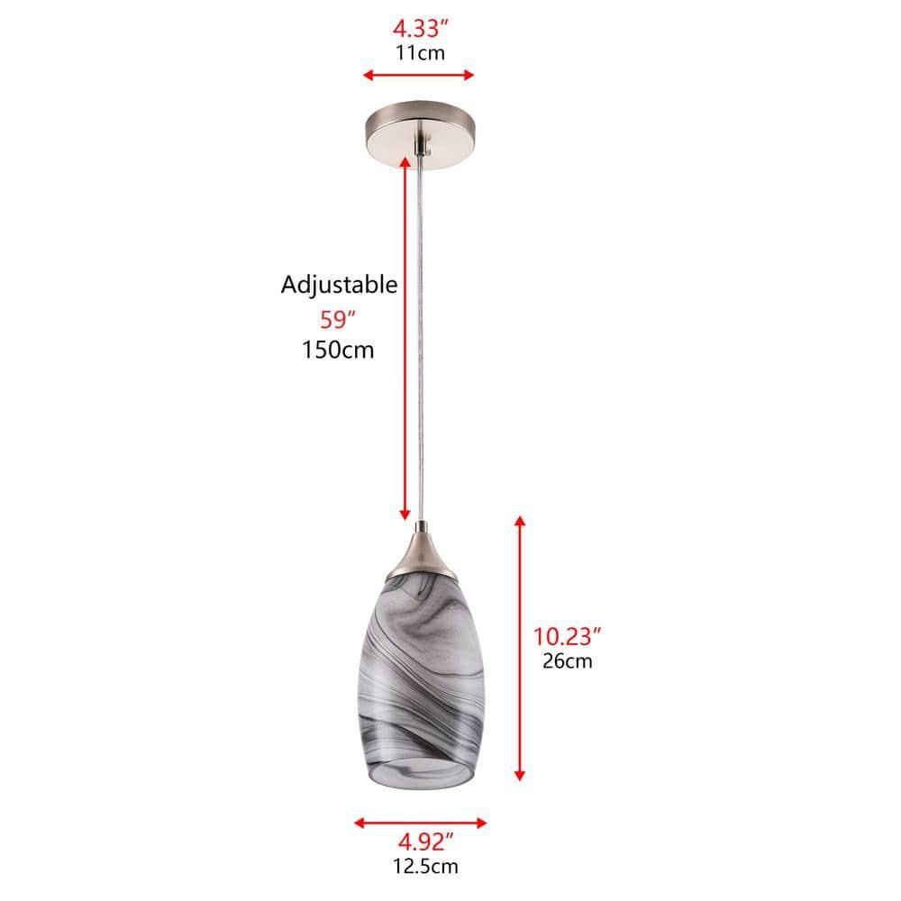 Craftsman Nickel Mini Pendant Light with Multicolor Art Glass