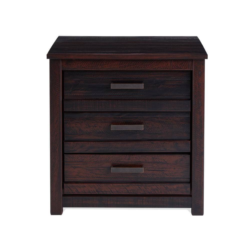Camaflexi Rustic Nightstand 3-Drawer Night Stand Side Table & Organizer, Walnut