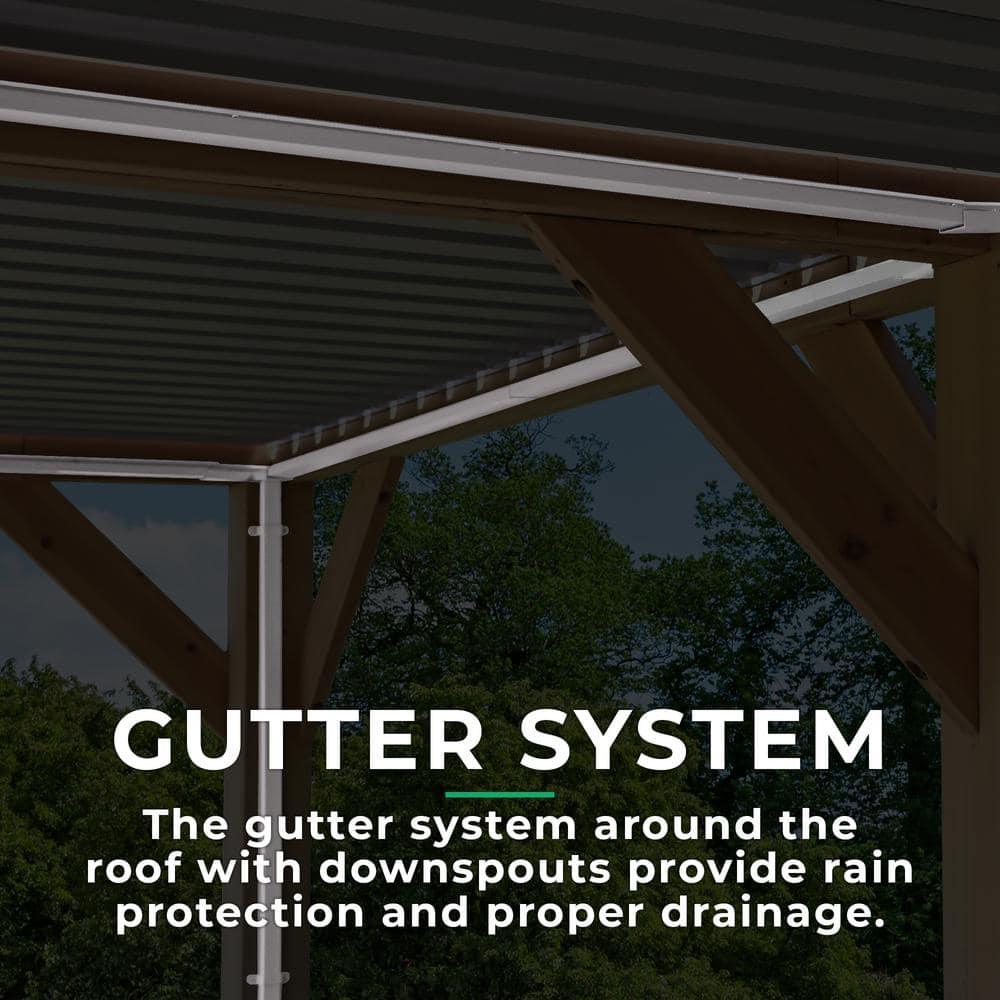 Yardistry 10' x 12' Meridian Louvered Pergola  Premium Cedar Wood Structure with Adjustable Aluminum Louvers and Built-In Gutter System for Outdoor Shade and Rain Protection