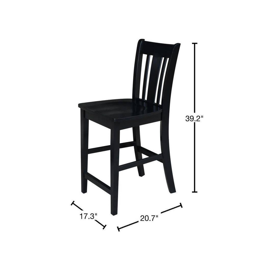 24" San Remo Counter Height Barstool Black - International Concepts: Solid Wood, Traditional Square Design, Durable Parawood